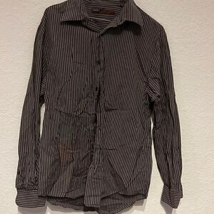 Perry Ellis Mens Dress Shirt - Brown Collared Button Down - Size Medium